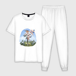 Пижама хлопковая мужская Садовники Люмин и Паймон, цвет: белый