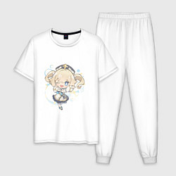Пижама хлопковая мужская Чиби Барбара, цвет: белый