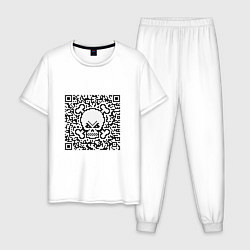 Пижама хлопковая мужская QR Skull, цвет: белый