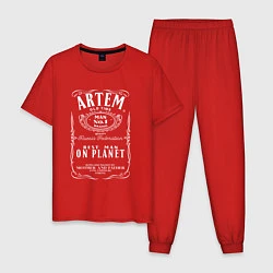 Пижама хлопковая мужская АРТЕМ в стиле ДЖЕК ДЭНИЭЛС, цвет: красный