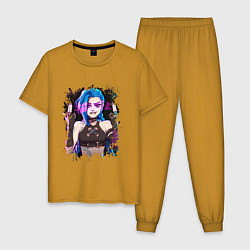 Пижама хлопковая мужская JINX SHOOT ARCANE LOL, цвет: горчичный