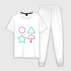 Пижама хлопковая мужская Игра - Конфетки, цвет: белый
