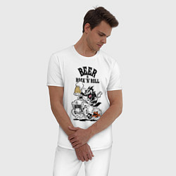 Пижама хлопковая мужская Beer & RocknRoll, цвет: белый — фото 2