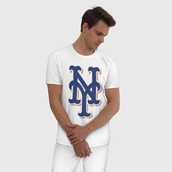 Пижама хлопковая мужская New York Mets - baseball team, цвет: белый — фото 2