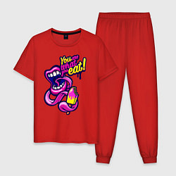Пижама хлопковая мужская Мороженое на языке, цвет: красный