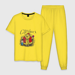 Пижама хлопковая мужская Санта и ребенок, цвет: желтый