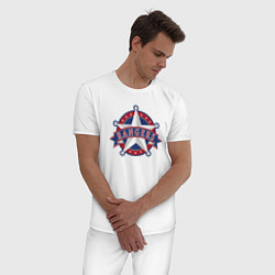 Пижама хлопковая мужская Texas Rangers -baseball team, цвет: белый — фото 2