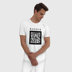 Пижама хлопковая мужская QR-КОД RUSSIAN ПРИКОЛ, цвет: белый — фото 2
