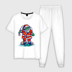 Пижама хлопковая мужская Зомби Клаус, цвет: белый