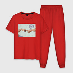 Пижама хлопковая мужская ОПУТИ МЕМ ИСКУССТВО, цвет: красный