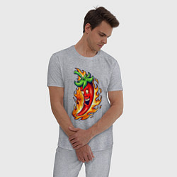 Пижама хлопковая мужская Огненный перец, цвет: меланж — фото 2