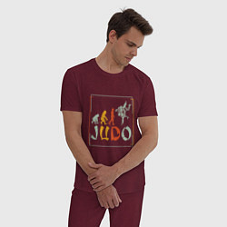 Пижама хлопковая мужская Judo Warriors, цвет: меланж-бордовый — фото 2