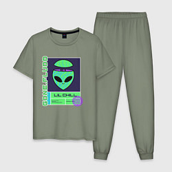 Пижама хлопковая мужская GONE FLUDD UFO, цвет: авокадо