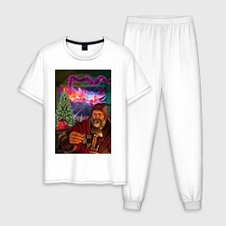 Пижама хлопковая мужская Новогодний ведьмак Барон, цвет: белый