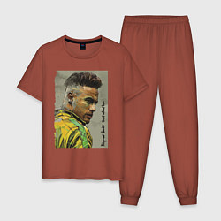 Пижама хлопковая мужская Neymar Junior - Brazil national team, цвет: кирпичный