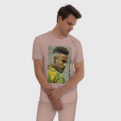 Пижама хлопковая мужская Neymar Junior - Brazil national team, цвет: пыльно-розовый — фото 2