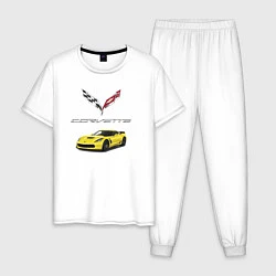 Пижама хлопковая мужская Chevrolet Corvette motorsport, цвет: белый