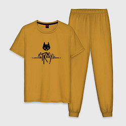 Пижама хлопковая мужская Stray: Black Logo, цвет: горчичный