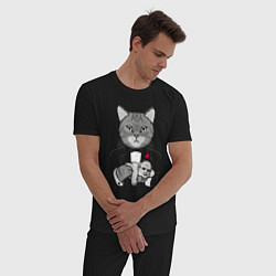 Пижама хлопковая мужская Крестный Котец, цвет: черный — фото 2
