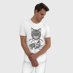 Пижама хлопковая мужская Крестный Котец, цвет: белый — фото 2