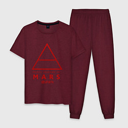 Пижама хлопковая мужская 30 Seconds to Mars рок, цвет: меланж-бордовый