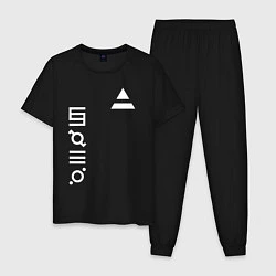 Пижама хлопковая мужская 30 секунд до марса лого, цвет: черный
