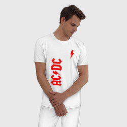 Пижама хлопковая мужская ACDC red, цвет: белый — фото 2