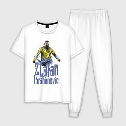 Пижама хлопковая мужская Zlatan Ibrahimovich - Milan, цвет: белый