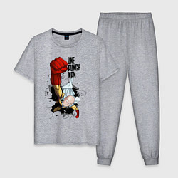 Пижама хлопковая мужская Saitama One Punch, цвет: меланж