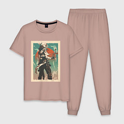 Пижама хлопковая мужская Jett art, цвет: пыльно-розовый