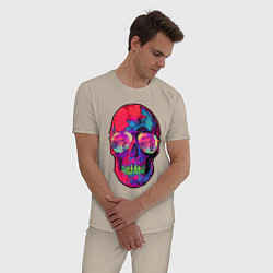 Пижама хлопковая мужская Skull & bicycle, цвет: миндальный — фото 2