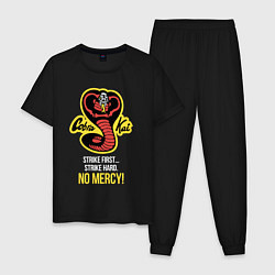 Пижама хлопковая мужская Cobra Kai No mercy!, цвет: черный