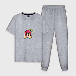 Пижама хлопковая мужская Значок на Кольта Пины Бравл Старс Brawl Stars Spec, цвет: меланж