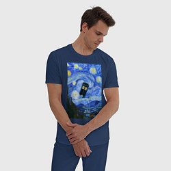 Пижама хлопковая мужская Тардис в Звездной Ночи, цвет: тёмно-синий — фото 2
