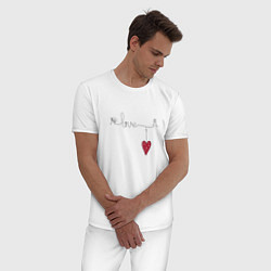 Пижама хлопковая мужская Love Сердечко, цвет: белый — фото 2