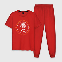 Пижама хлопковая мужская Haikyuu!! - Karasuno High Волейбол Старшая Карасун, цвет: красный