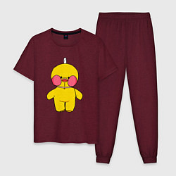Пижама хлопковая мужская Уточка Lalafanfan Лалафанфан, цвет: меланж-бордовый