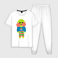 Пижама хлопковая мужская Бумажный Лалафанфан, цвет: белый