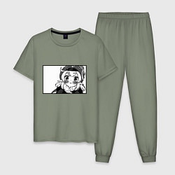 Пижама хлопковая мужская Кли глазки ангела Геншин Импакт, цвет: авокадо