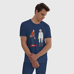Пижама хлопковая мужская Назад в будущее делориан 2022, цвет: тёмно-синий — фото 2