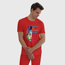 Пижама хлопковая мужская Джон Леннон 2022, цвет: красный — фото 2