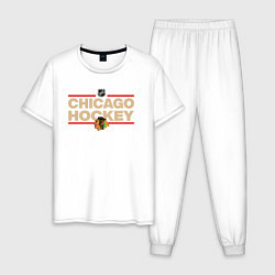 Пижама хлопковая мужская CHICAGO BLACKHAWKS NHL ЧИКАГО НХЛ, цвет: белый