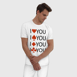Пижама хлопковая мужская I love you! Сard suit!, цвет: белый — фото 2