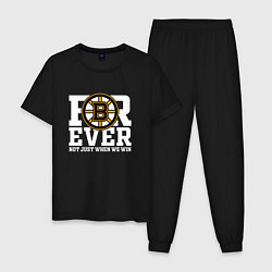 Пижама хлопковая мужская FOREVER NOT JUST WHEN WE WIN, Boston Bruins, Босто, цвет: черный