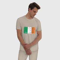 Пижама хлопковая мужская Флаг Ирландии, цвет: миндальный — фото 2