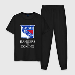 Пижама хлопковая мужская Rangers are coming, Нью Йорк Рейнджерс, New York R, цвет: черный