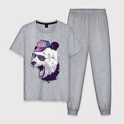 Пижама хлопковая мужская Cool panda!, цвет: меланж