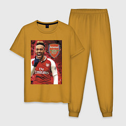 Пижама хлопковая мужская Arsenal, Pierre-Emerick Aubameyang, цвет: горчичный
