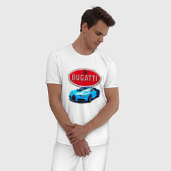 Пижама хлопковая мужская Bugatti - motorsport, цвет: белый — фото 2