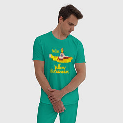 Пижама хлопковая мужская On a Yellow Submarine цвета зеленый — фото 2